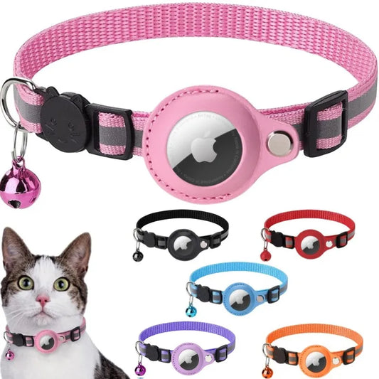 Apple Airtag Case Cat Collar With Bell Reflective Nylon GPS Finder Anti-lost Location Tracker
